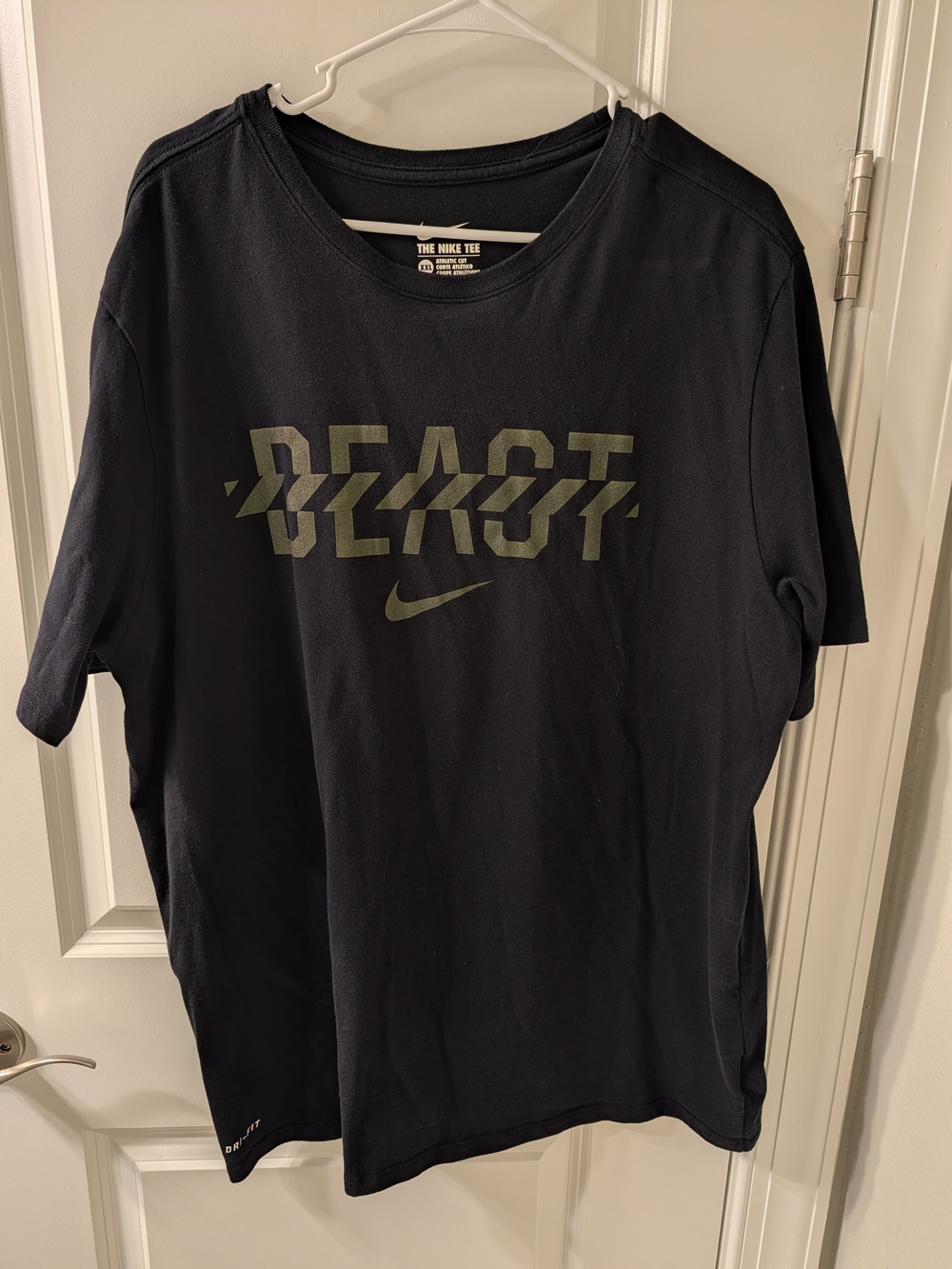 Nike Black Crew Tee with Olive 'BEAST' Graphic